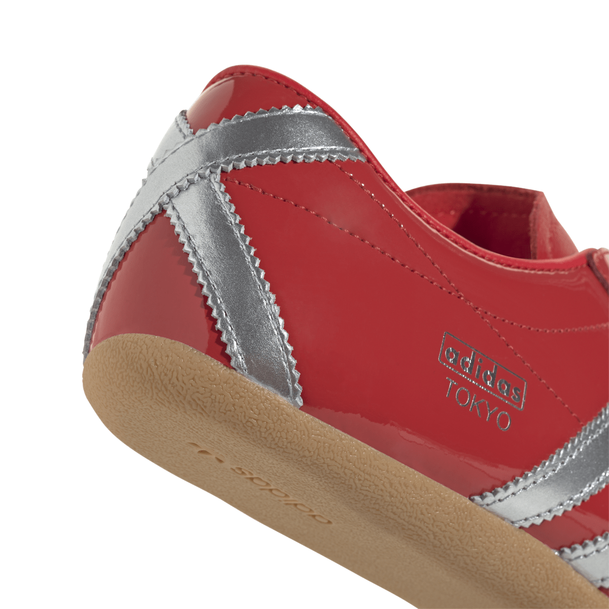 Overkicks - Adidas Tokyo Patent Red Silver Metallic (Womens) (JQ0596) - detalle lateral interior