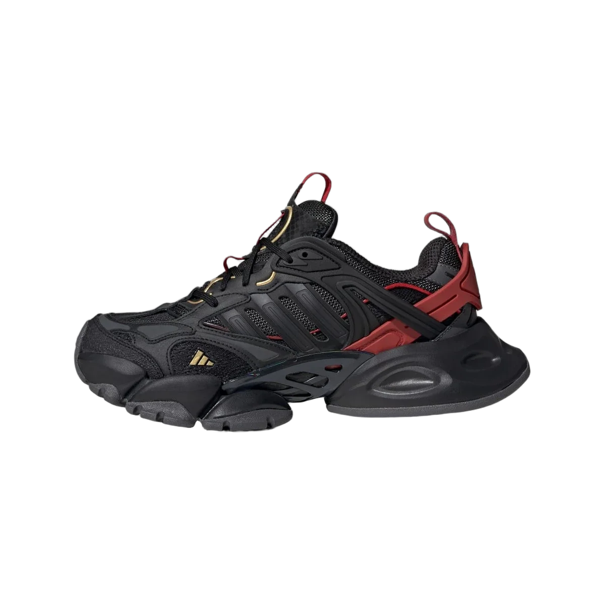 Overkicks - Adidas XLG Runner Deluxe Black Gold Metallic Red (JQ2974) - vista lateral