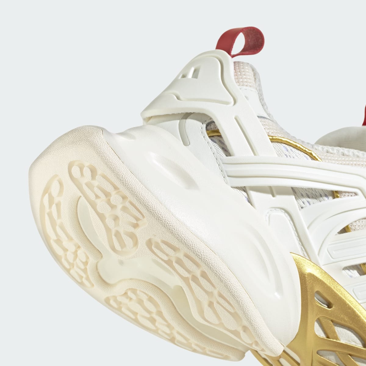 Overkicks - Adidas XLG Runner Deluxe Off White Gold Metallic Red (JQ2973) - detalle lateral interior