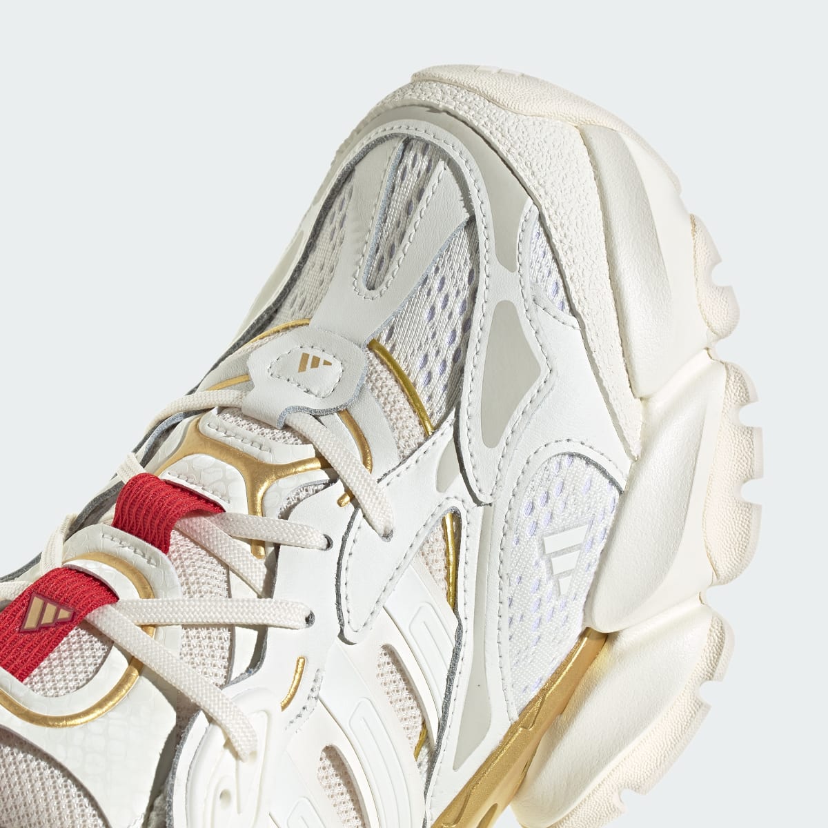 Overkicks - Adidas XLG Runner Deluxe Off White Gold Metallic Red (JQ2973) - detalle