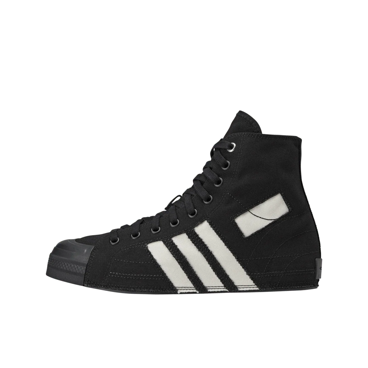 Overkicks - Adidas Y-3 Nizza Hi Black Off White Cut Out (KK3708) - vista lateral