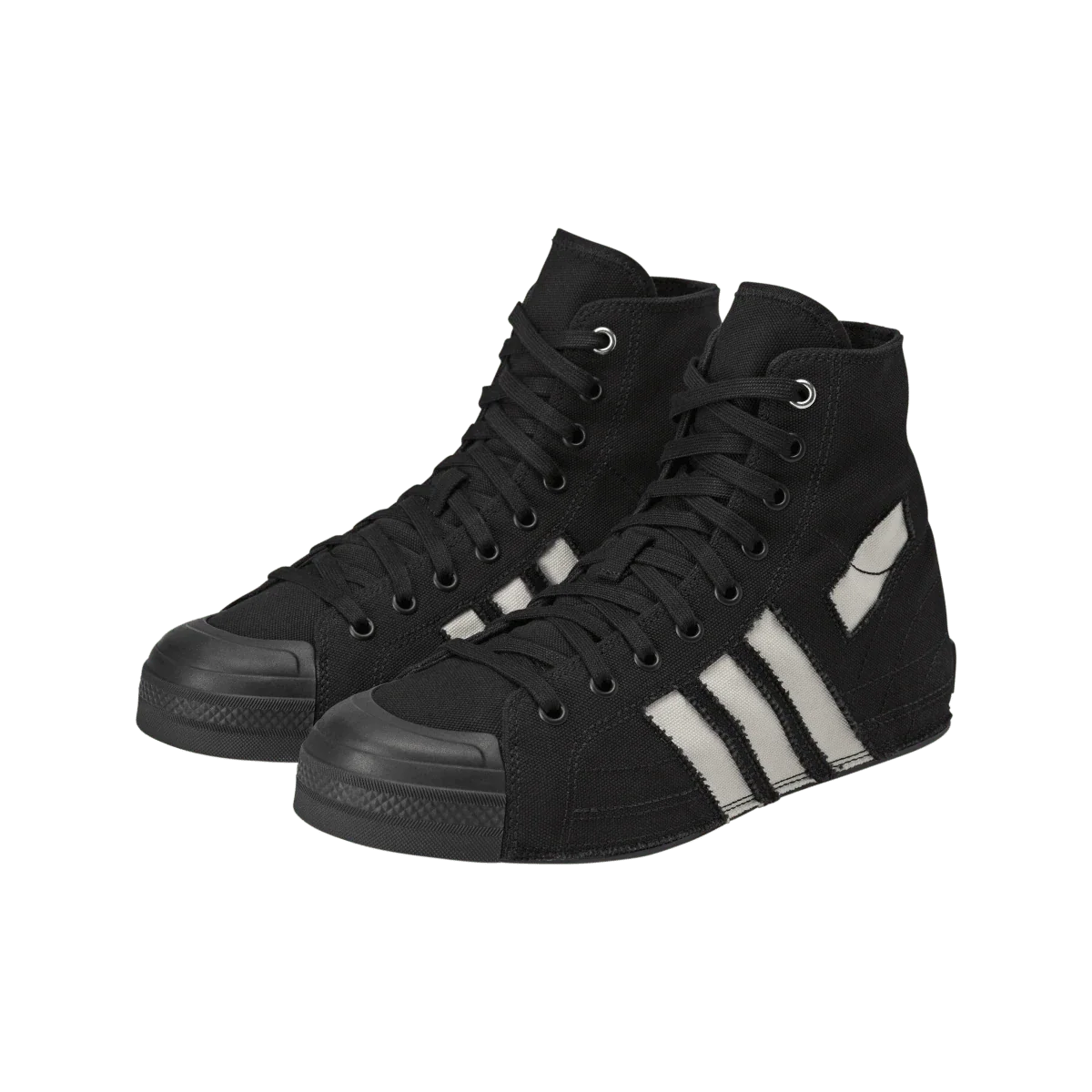 Overkicks - Adidas Y-3 Nizza Hi Black Off White Cut Out (KK3708) - vista trasera