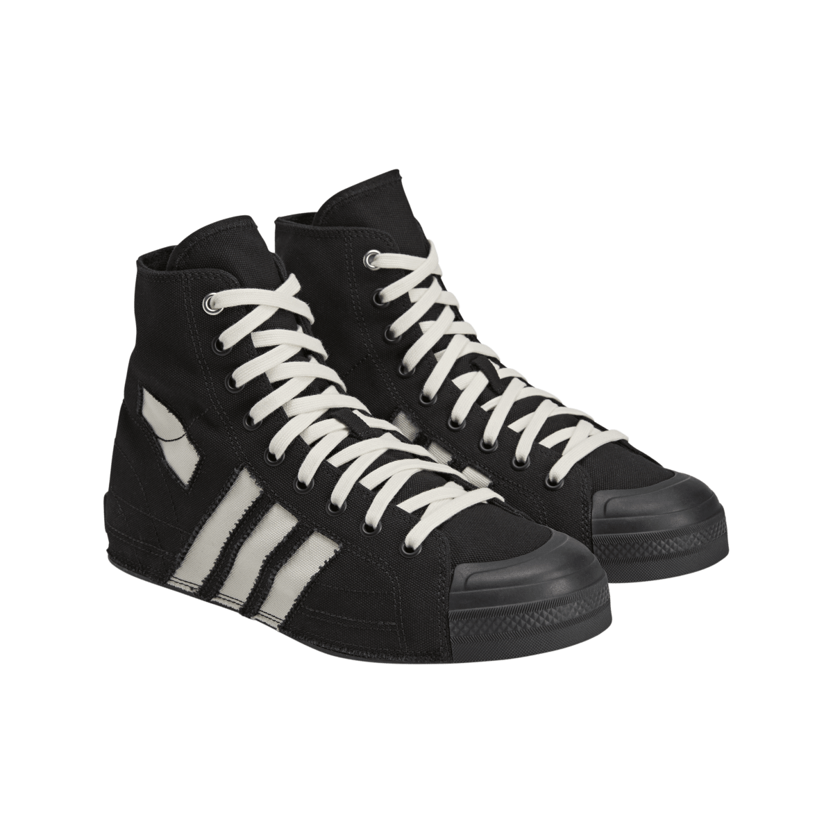 Overkicks - Adidas Y-3 Nizza Hi Black Off White Cut Out (KK3708) - par completo