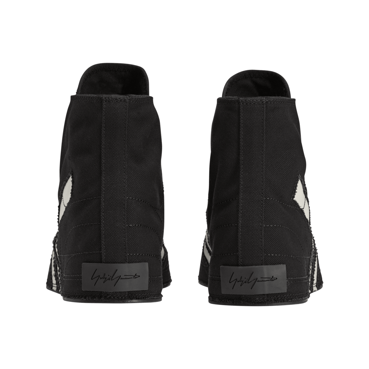 Overkicks - Adidas Y-3 Nizza Hi Black Off White Cut Out (KK3708) - detalle talon