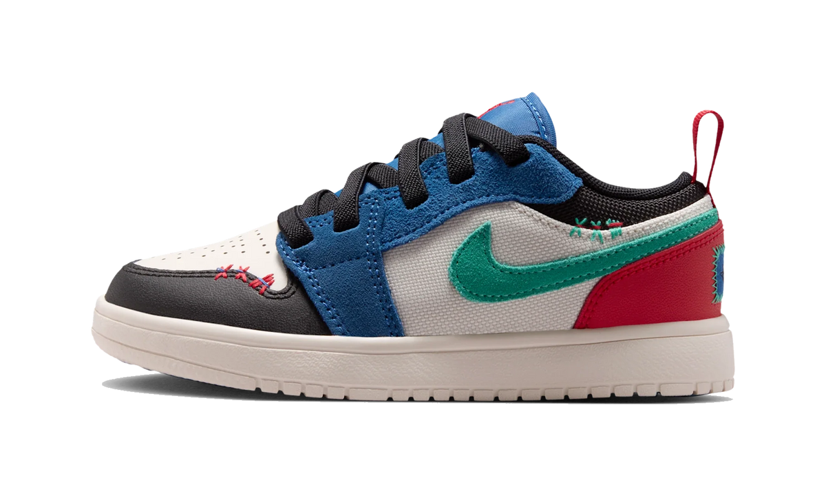 Overkicks - Air Jordan 1 Low ALT SE True Blue Red Kinetic Green (PS) (IO2054-401) - vista lateral