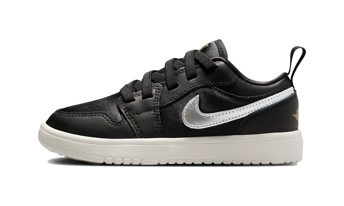 Overkicks - Air Jordan 1 Low Alt SE Black Silver Sail Gold (PS) (FZ3920-001) - vista lateral