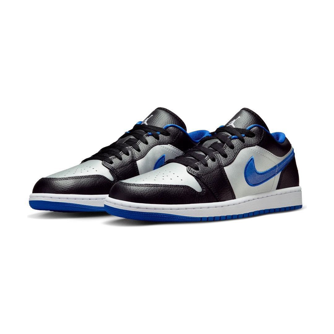 Overkicks - Air Jordan 1 Low Black Game Royal Metallic Platinum (553558-007) - vista trasera