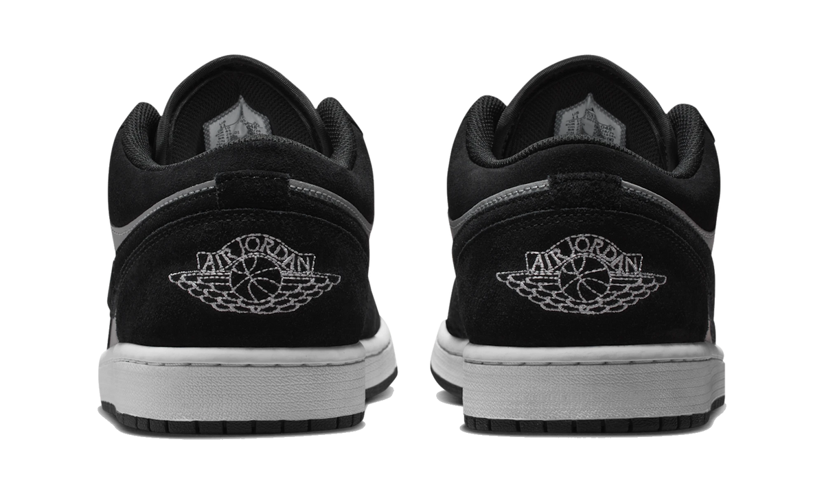 Overkicks - Air Jordan 1 Low Black/Light Smoke Grey/White (553558-048) - detalle talón