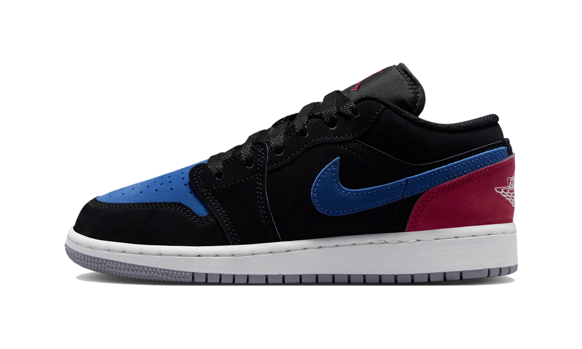 Overkicks - Air Jordan 1 Low Black True Blue Varsity Red (GS) (553560-049) - vista lateral