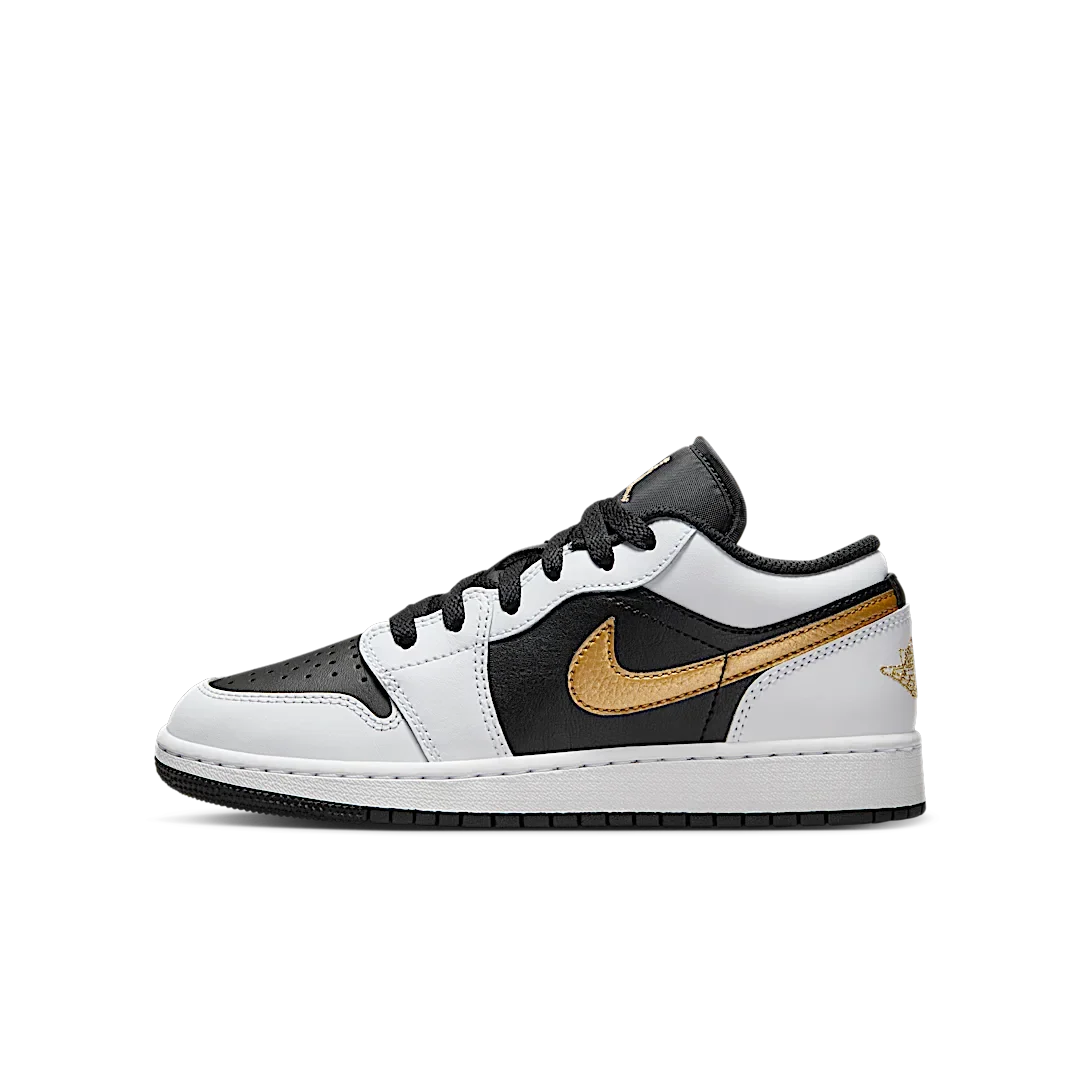 Overkicks - Air Jordan 1 Low Gold Swoosh (GS) (553560-172) - vista lateral