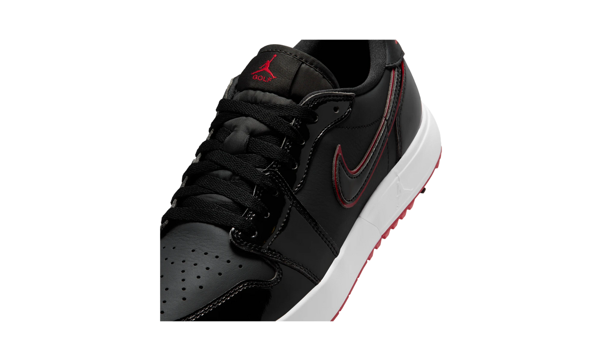 Overkicks - Air Jordan 1 Low Golf Spiked Bred Black Patent (IQ3417-002) - detalle lateral interior