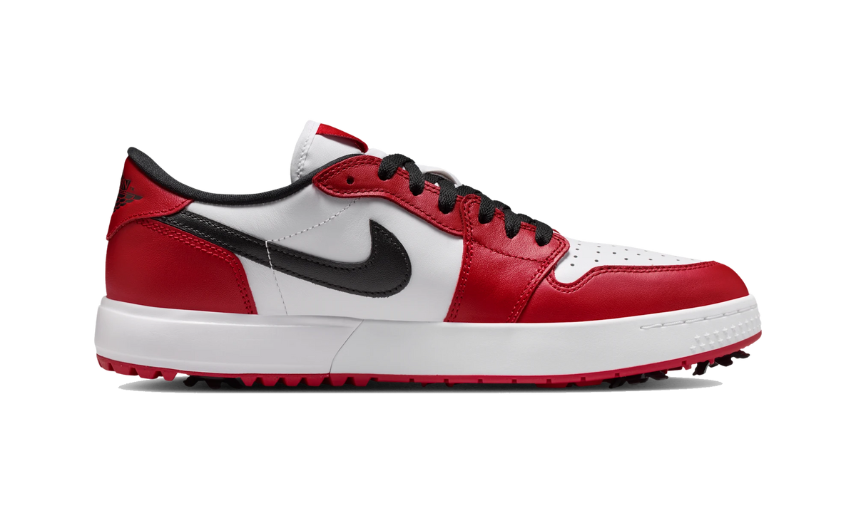 Overkicks - Air Jordan 1 Low Golf Spiked Varsity Red White Black (IQ3417-600) - detalle suela
