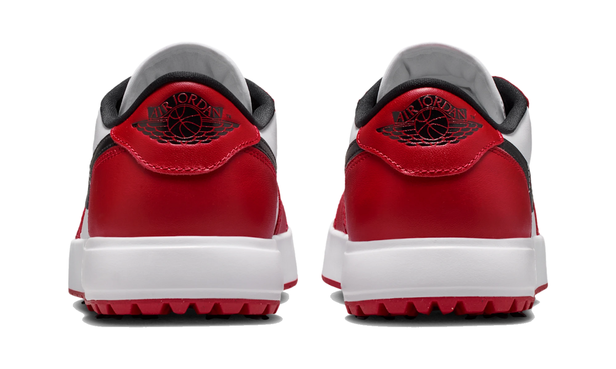 Overkicks - Air Jordan 1 Low Golf Spiked Varsity Red White Black (IQ3417-600) - detalle talón