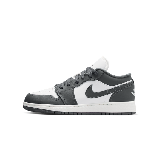 Overkicks - Air Jordan 1 Low Grey White (GS) (553560-044) - vista lateral