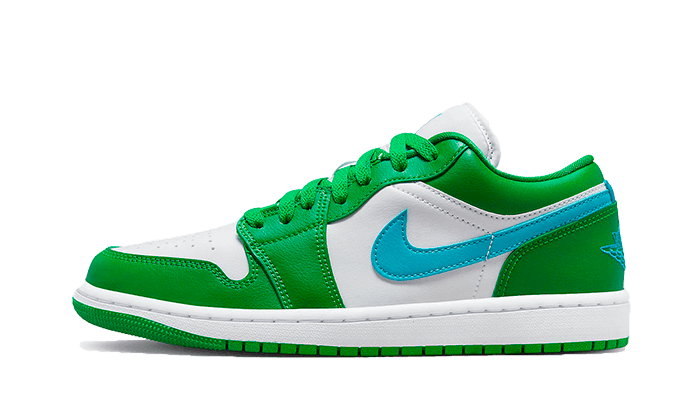 Overkicks - Air Jordan 1 Low Lucky Green Aquatone (DC0774-304) - vista lateral