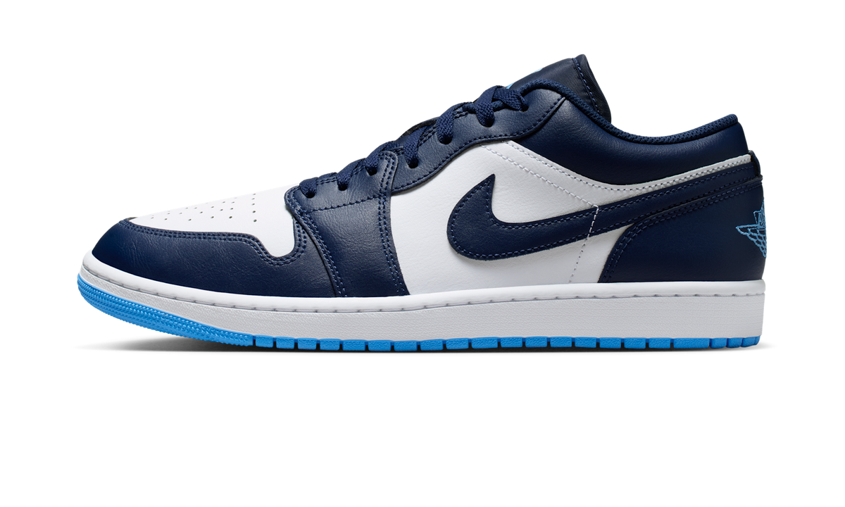 Overkicks - Air Jordan 1 Low Midnight Navy University Blue (553558-404) - vista lateral
