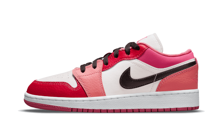 Overkicks - Air Jordan 1 Low Pink Red (GS) (553560-162) - vista lateral
