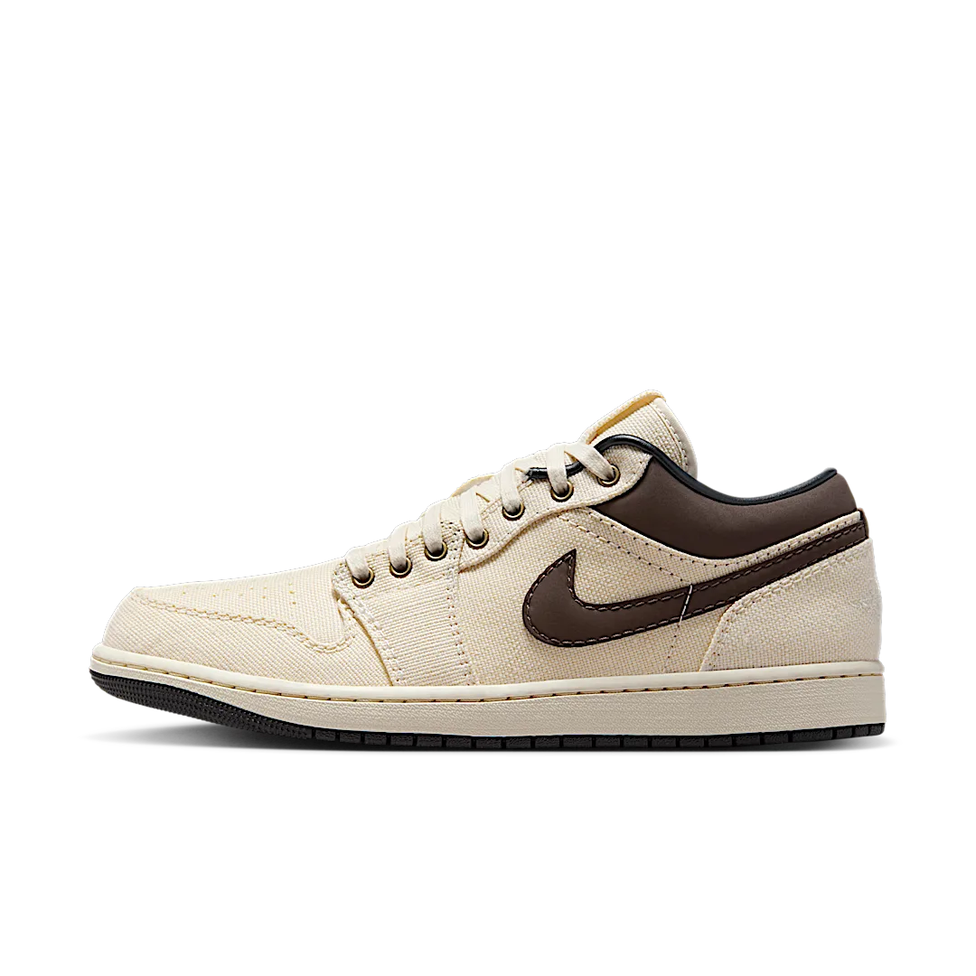 Overkicks - Air Jordan 1 Low Premium Pale Ivory Off Noir Baroque Brown (IB8058-110) - vista lateral