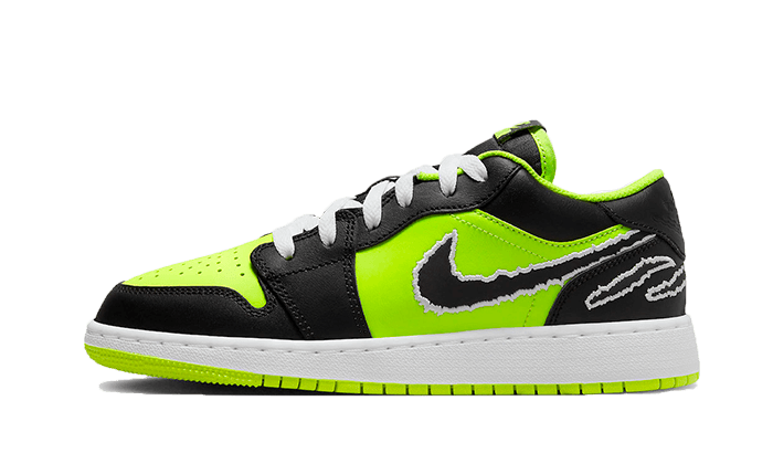 Overkicks - Air Jordan 1 Low SE Black Cat Volt (GS) (DX6666-701) - vista lateral