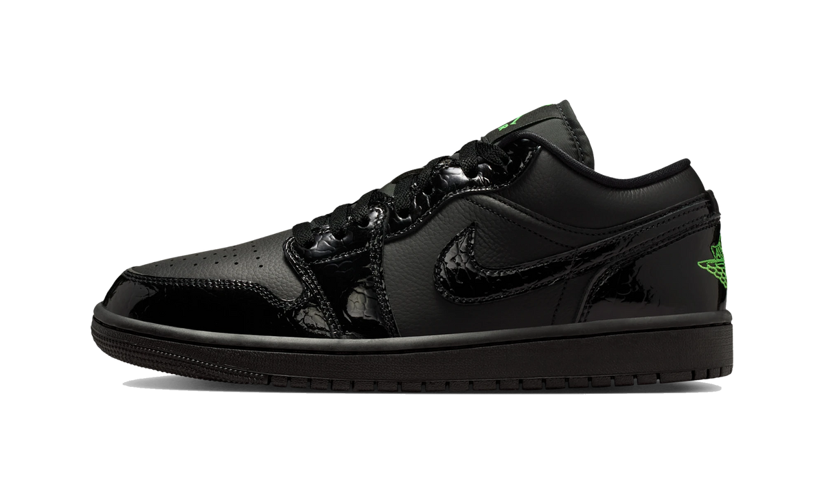 Overkicks - Air Jordan 1 Low SE Black Croc Scream Green (IQ9701-010) - vista lateral