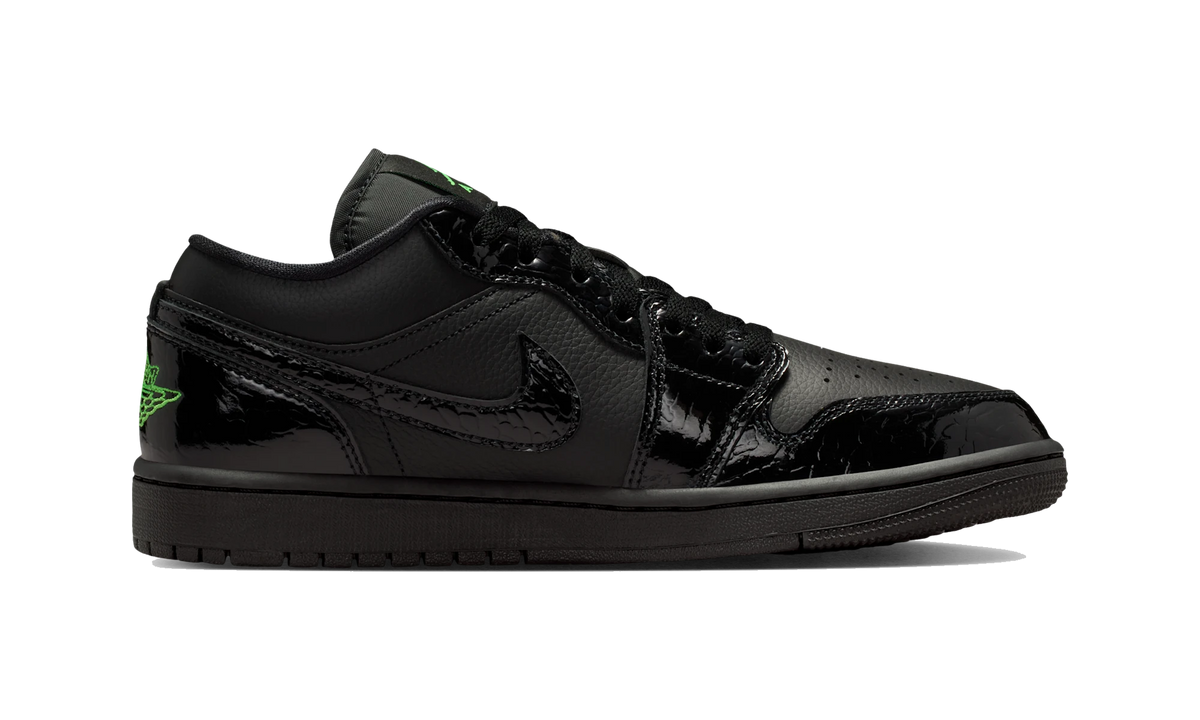 Overkicks - Air Jordan 1 Low SE Black Croc Scream Green (IQ9701-010) - detalle suela