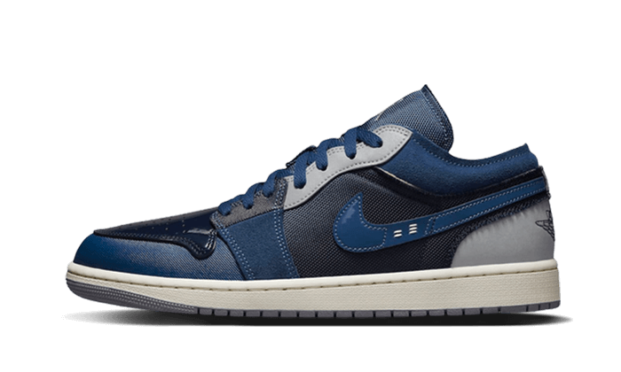 Overkicks - Air Jordan 1 Low SE Craft Obsidian French Blue Ashen Slate White (DR8867-400) - vista lateral