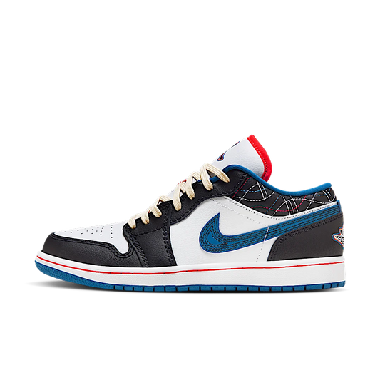 Overkicks - Air Jordan 1 Low SE Industrial Blue Sashiko (FV3622-141) - vista lateral
