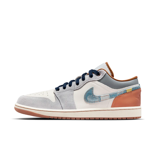 Overkicks - Air Jordan 1 Low SE Phantom Repaired Denim Swoosh (FZ5042-041) - vista lateral