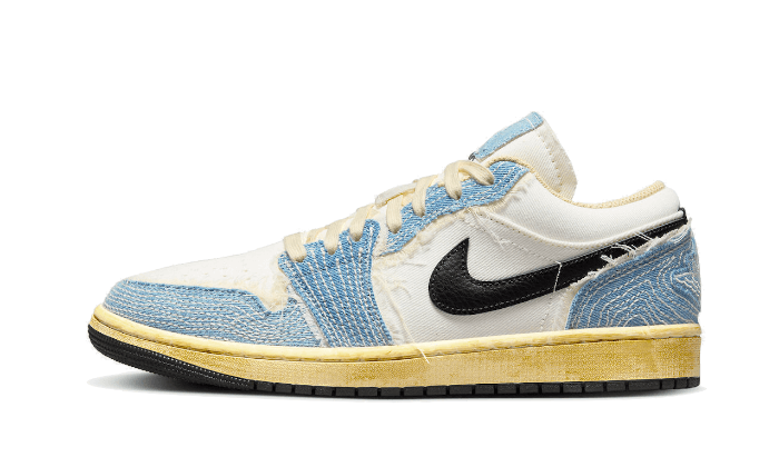 Overkicks - Air Jordan 1 Low SE WRMK Sashiko Denim (FN7670-493) - vista lateral