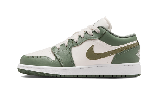 Overkicks - Air Jordan 1 Low Vintage Lichen White Medium Olive (553560-300) - vista lateral