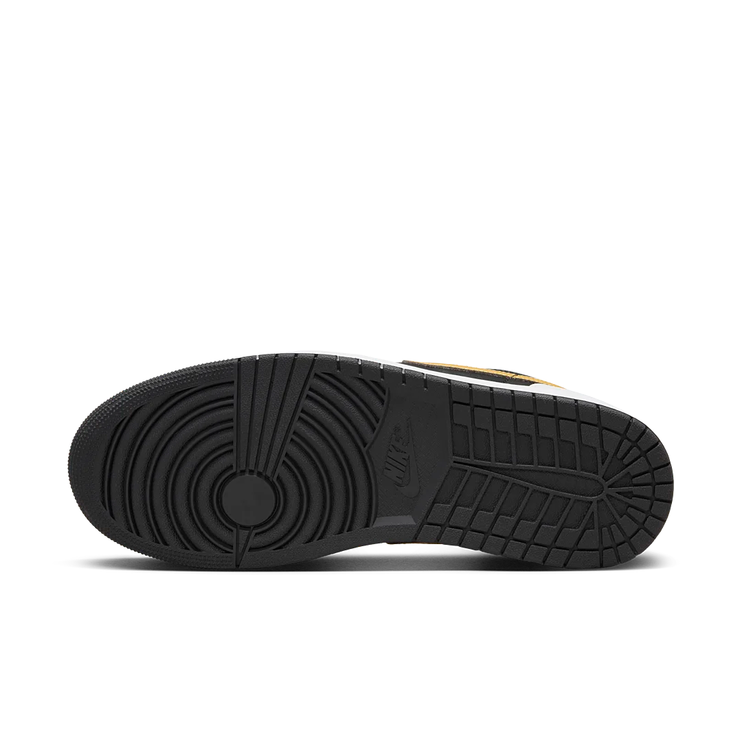 Overkicks - Air Jordan 1 Low White Black Metallic Gold Swoosh (553558-172) - detalle suela