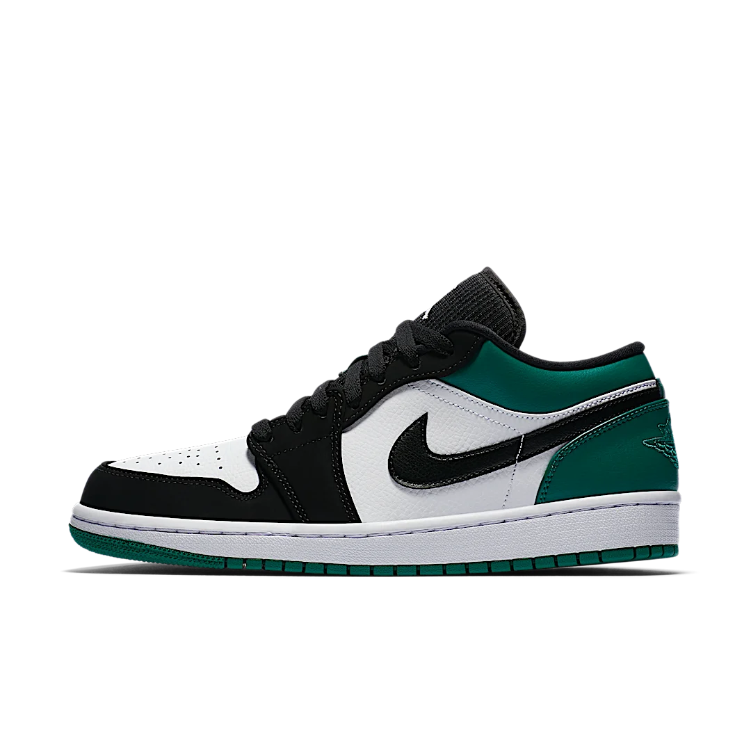 Overkicks - Air Jordan 1 Low White Black Mystic Green (553558-113) - vista lateral