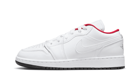 Overkicks - Air Jordan 1 Low White Gym Red Black (GS) (553560-164) - vista lateral