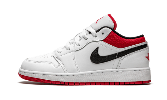 Overkicks - Air Jordan 1 Low White Gym Red (GS) (553560-118) - vista lateral
