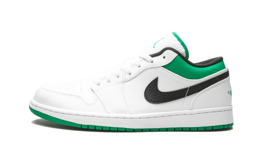 Overkicks - Air Jordan 1 Low White Lucky Green Black (553558-129) - vista lateral
