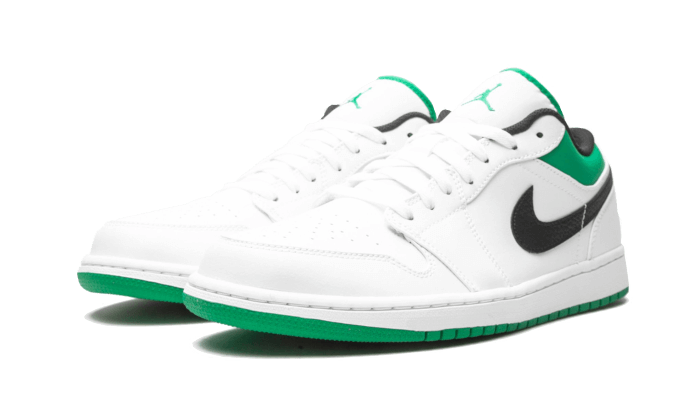 Overkicks - Air Jordan 1 Low White Lucky Green Black (553558-129) - vista trasera