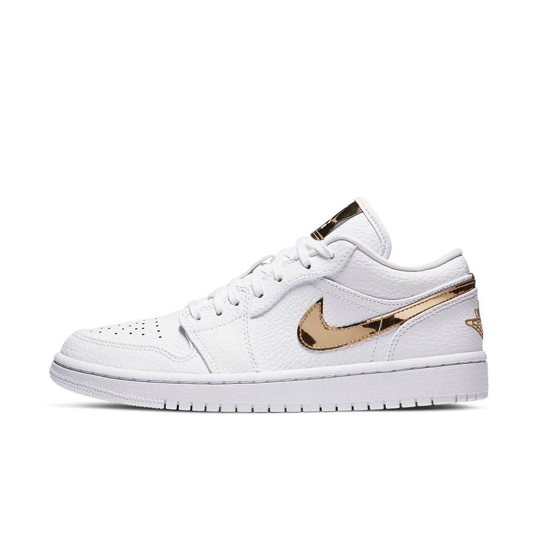 Overkicks - Air Jordan 1 Low White Metallic Gold (CZ4776-100) - vista lateral