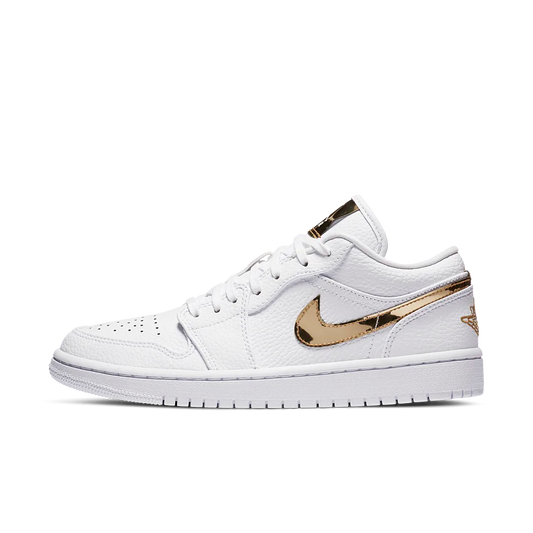 Overkicks - Air Jordan 1 Low White Metallic Gold (CZ4776-100) - vista lateral