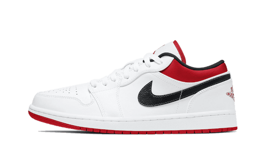 Overkicks - Air Jordan 1 Low White University Red Black (553558-118) - vista lateral