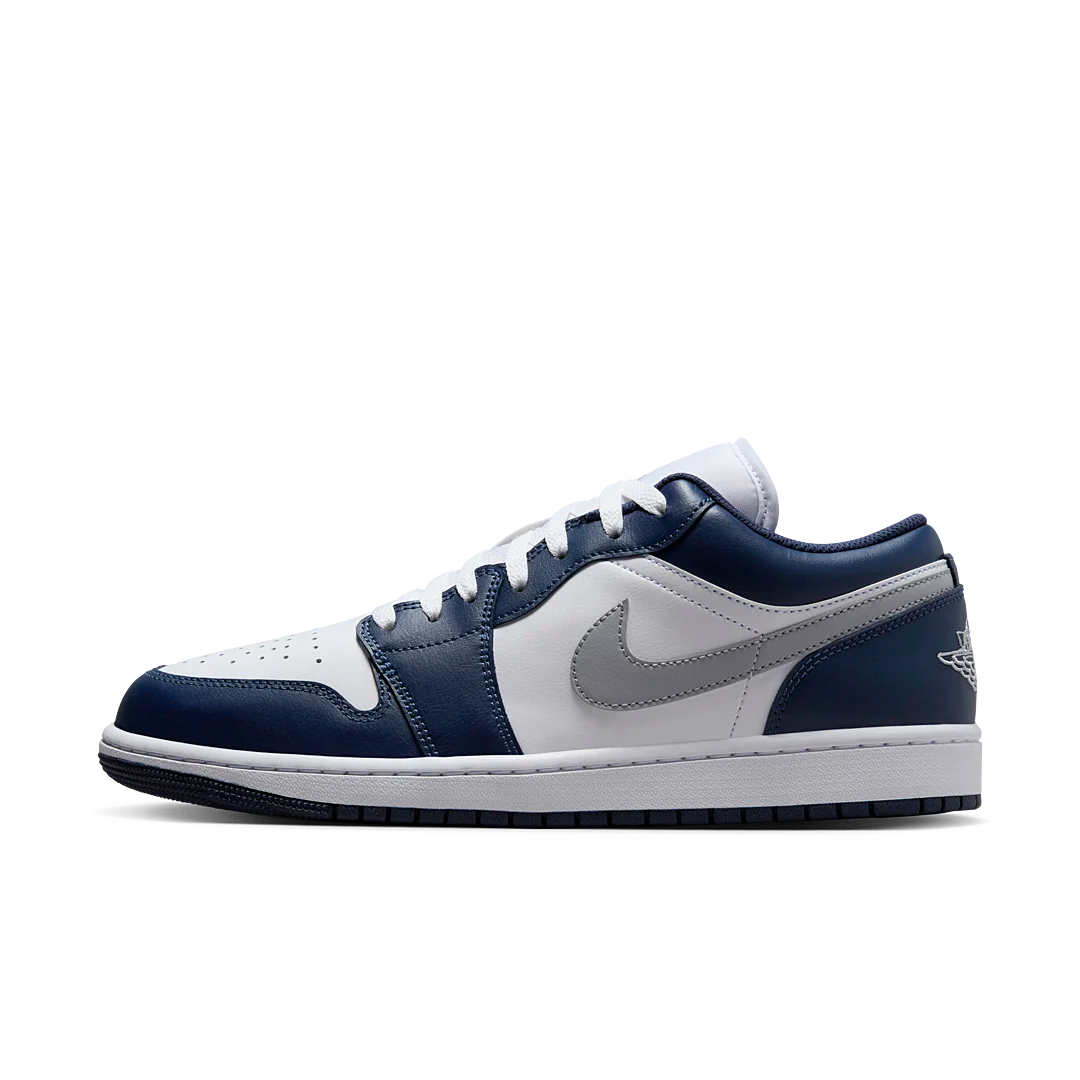 Overkicks - Air Jordan 1 Low Wolf Grey Midnight Navy (553558-141) - vista lateral
