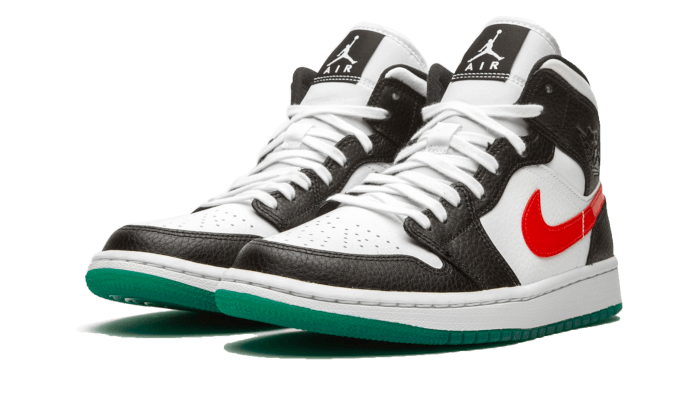 Overkicks - Air Jordan 1 Mid Alternate Swooshes Red Yellow (BQ6472-063) - vista trasera