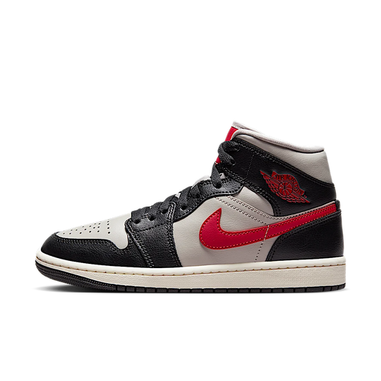 Overkicks - Air Jordan 1 Mid Black College Grey Gym Red (BQ6472-060) - vista lateral