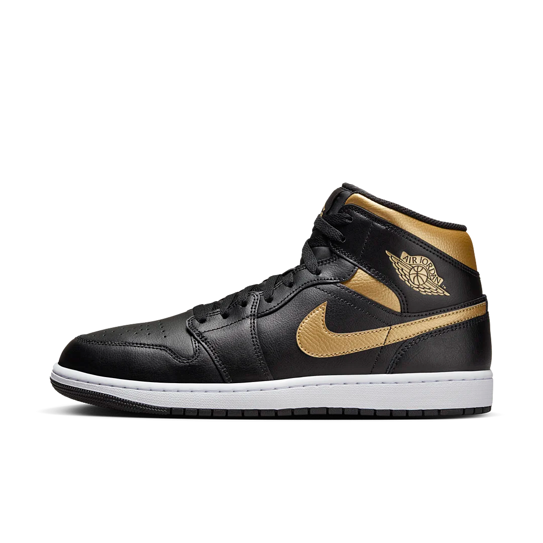 Overkicks - Air Jordan 1 Mid Black Metallic Gold (DQ8426-071) - vista lateral