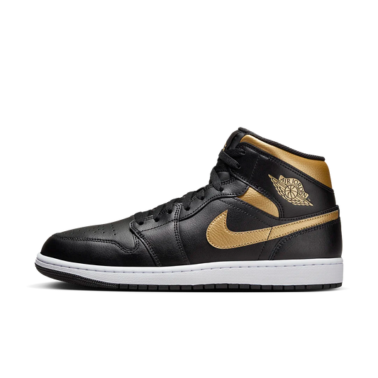 Overkicks - Air Jordan 1 Mid Black Metallic Gold (DQ8426-071) - vista lateral