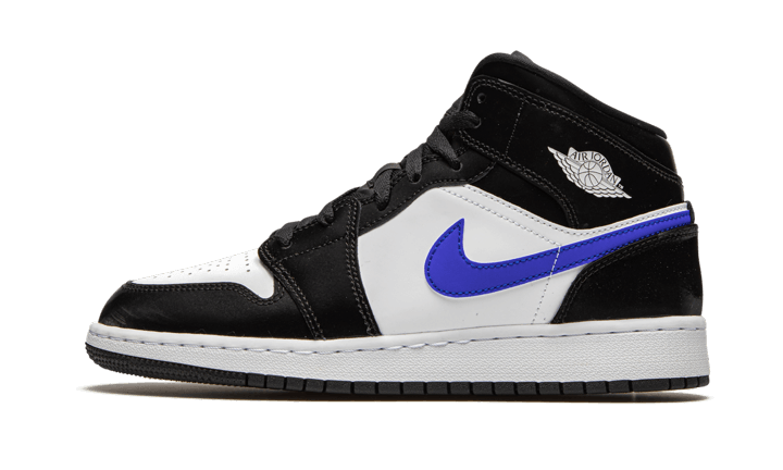 Overkicks - Air Jordan 1 Mid Black Racer Blue White (GS) (554725-084) - vista lateral