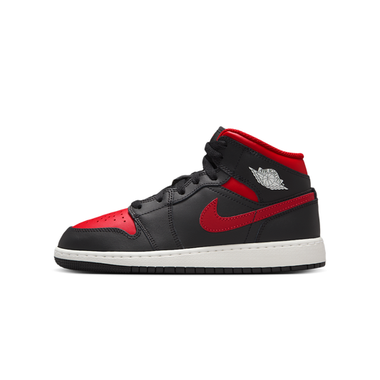 Overkicks - Air Jordan 1 Mid Black Summit White Varsity Red (DQ8423-067) - vista lateral