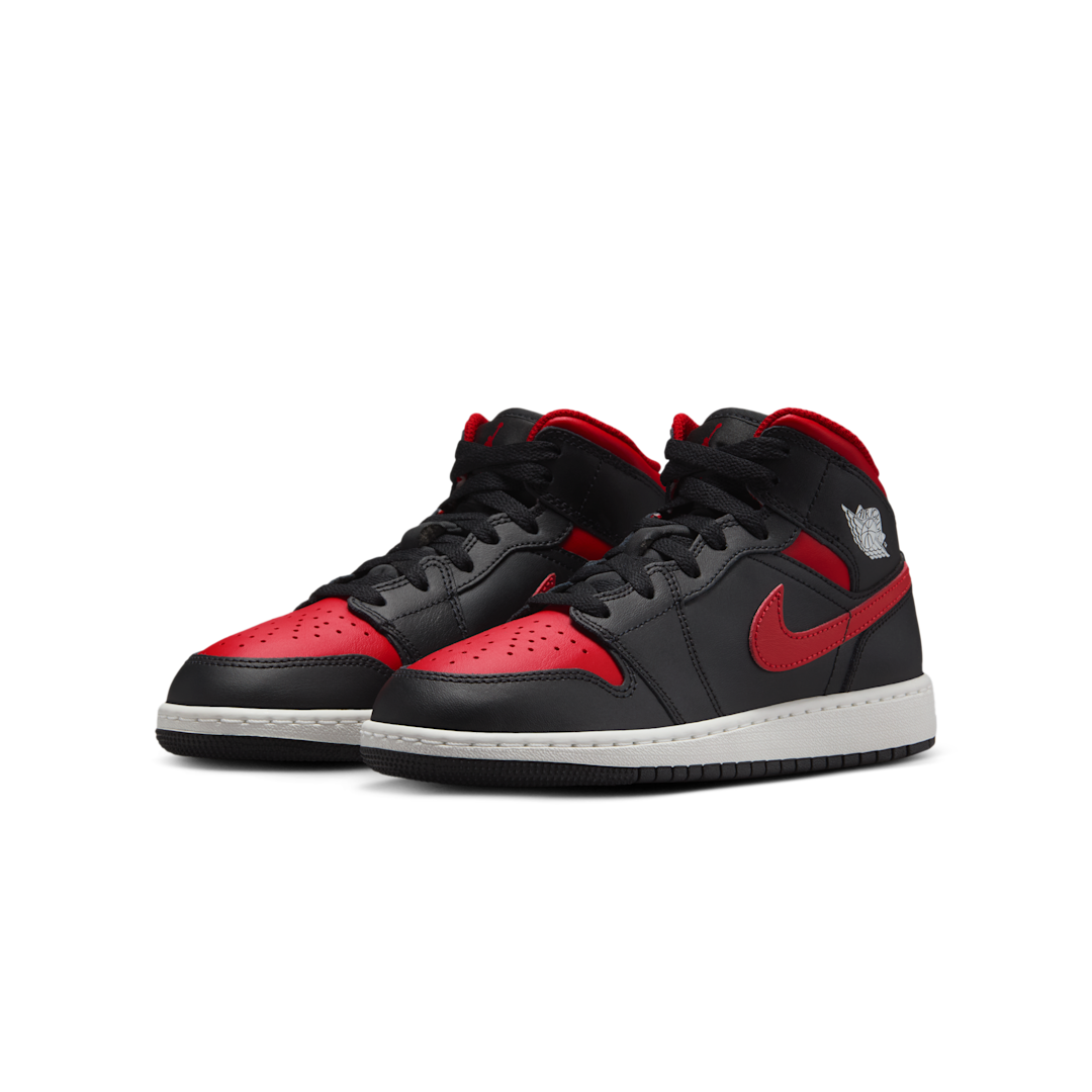Overkicks - Air Jordan 1 Mid Black Summit White Varsity Red (DQ8423-067) - vista trasera