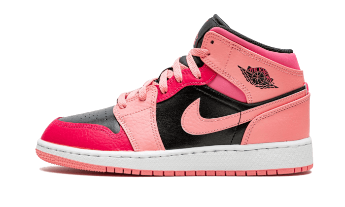 Overkicks - Air Jordan 1 Mid Coral Chalk (GS) (554725-662) - vista lateral