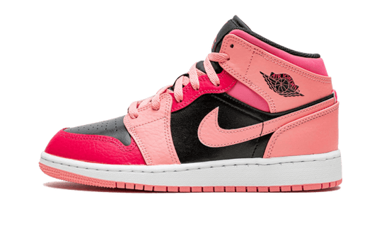 Overkicks - Air Jordan 1 Mid Coral Chalk (GS) (554725-662) - vista lateral