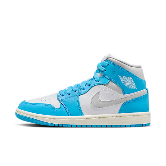 Overkicks - Air Jordan 1 Mid Dark Powder Blue White Sail Neutral Grey (BQ6472-400) - vista lateral